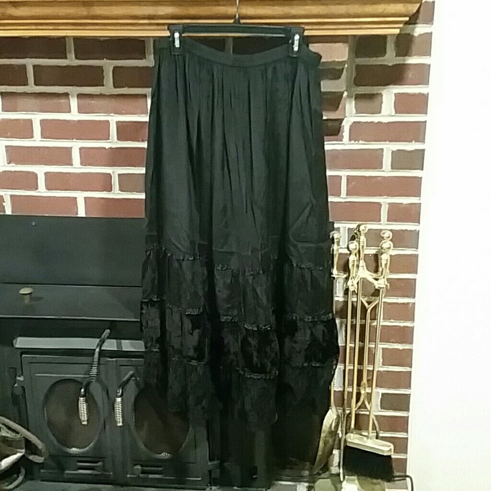 Tiered Black Maxi Skirt